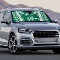 Polynesian Hawaii Volleyball Custom Auto Sun Shade Green Kakau with Map Motif - Polynesian Pride