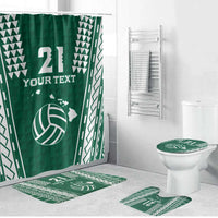 Polynesian Hawaii Volleyball Custom Bathroom Set Green Kakau with Map Motif - Polynesian Pride