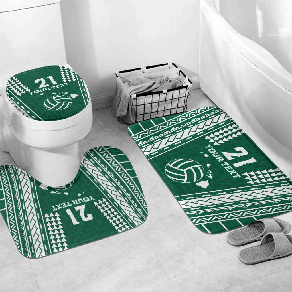 Polynesian Hawaii Volleyball Custom Bathroom Set Green Kakau with Map Motif - Polynesian Pride