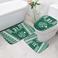 Polynesian Hawaii Volleyball Custom Bathroom Set Green Kakau with Map Motif - Polynesian Pride