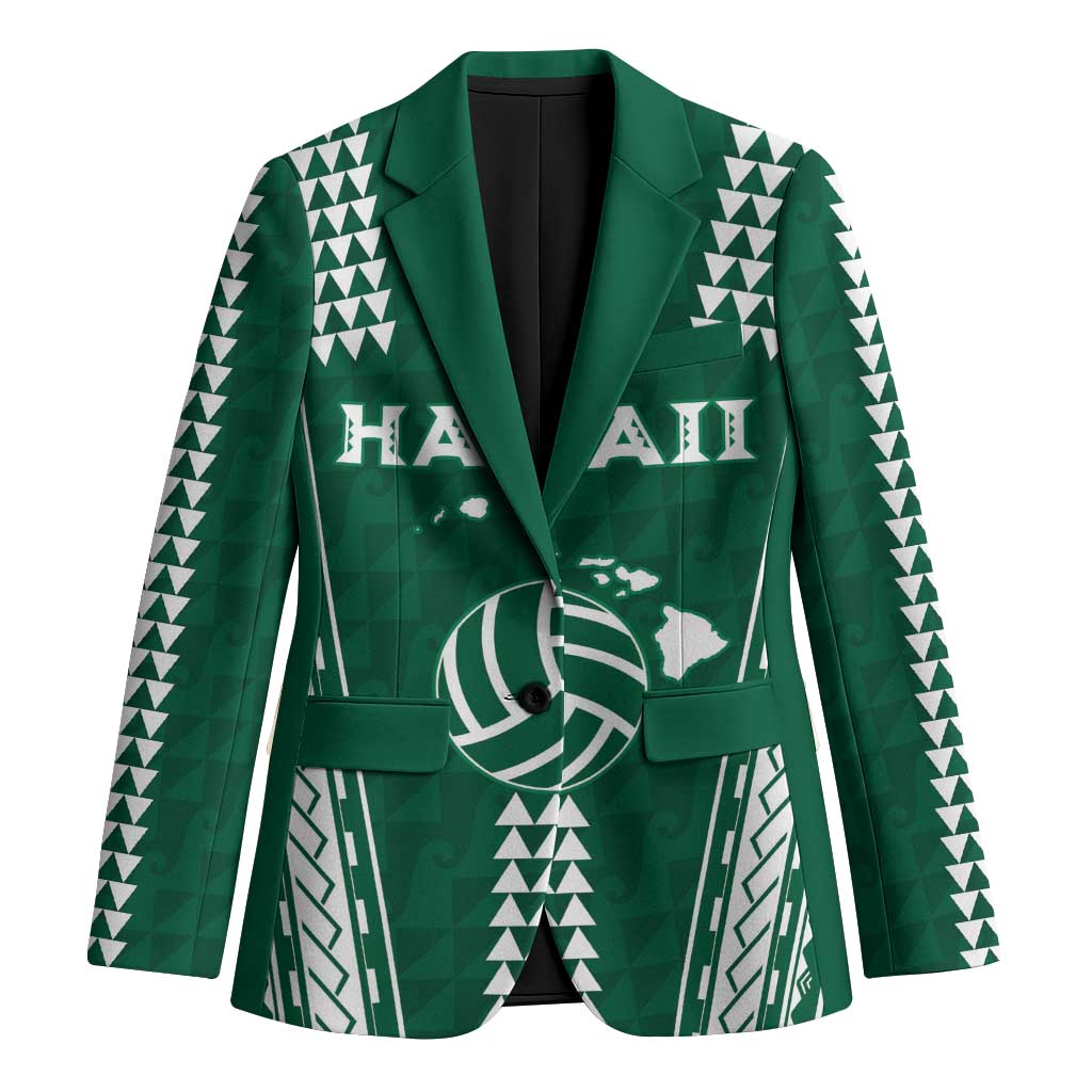 Polynesian Hawaii Volleyball Custom Blazer Green Kakau with Map Motif - Polynesian Pride