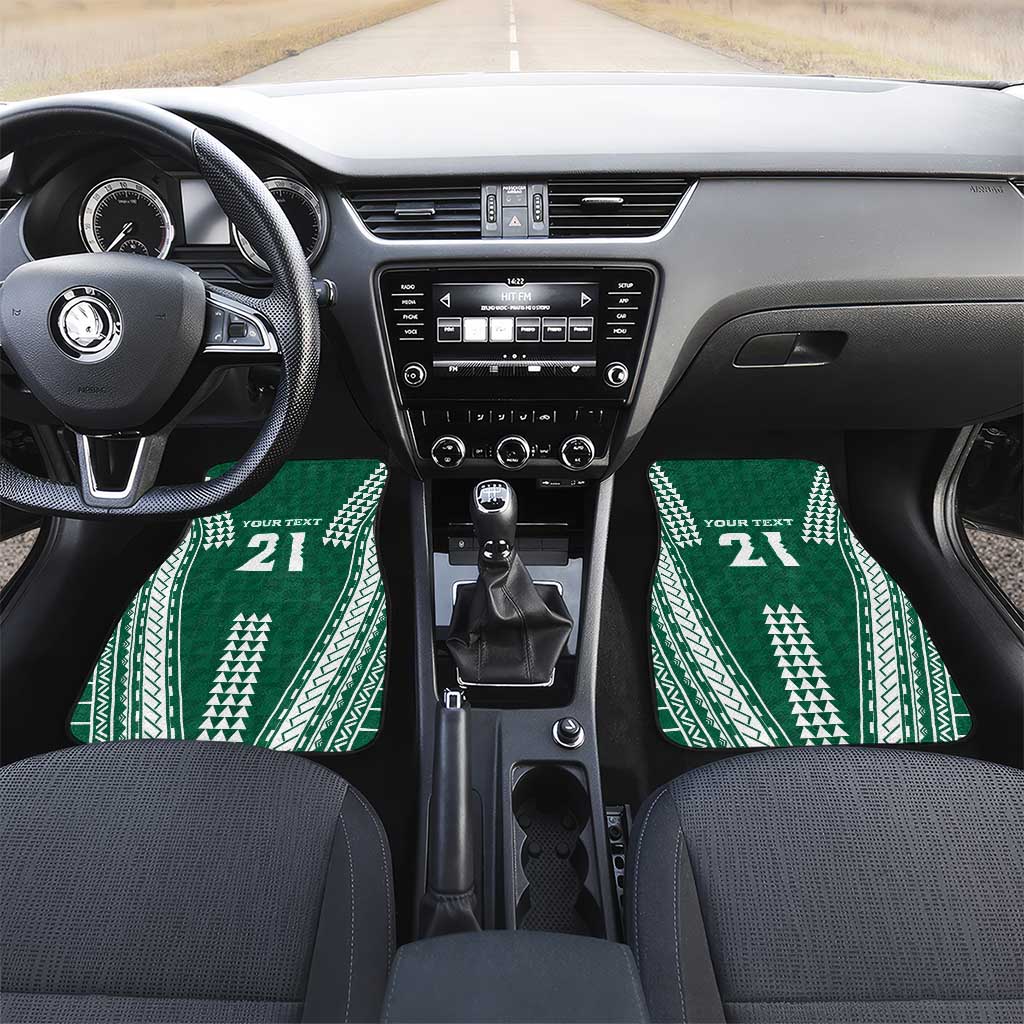 Polynesian Hawaii Volleyball Custom Car Mats Green Kakau with Map Motif