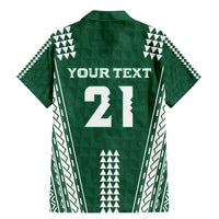 Polynesian Hawaii Volleyball Custom Family Matching Mermaid Dress and Hawaiian Shirt Green Kakau with Map Motif