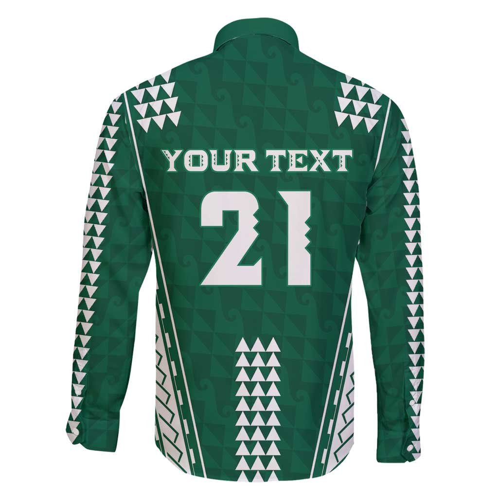 Polynesian Hawaii Volleyball Custom Family Matching Puletasi and Hawaiian Shirt Green Kakau with Map Motif