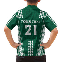 Polynesian Hawaii Volleyball Custom Family Matching Tank Maxi Dress and Hawaiian Shirt Green Kakau with Map Motif