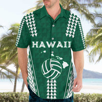 Polynesian Hawaii Volleyball Custom Hawaiian Shirt Green Kakau with Map Motif