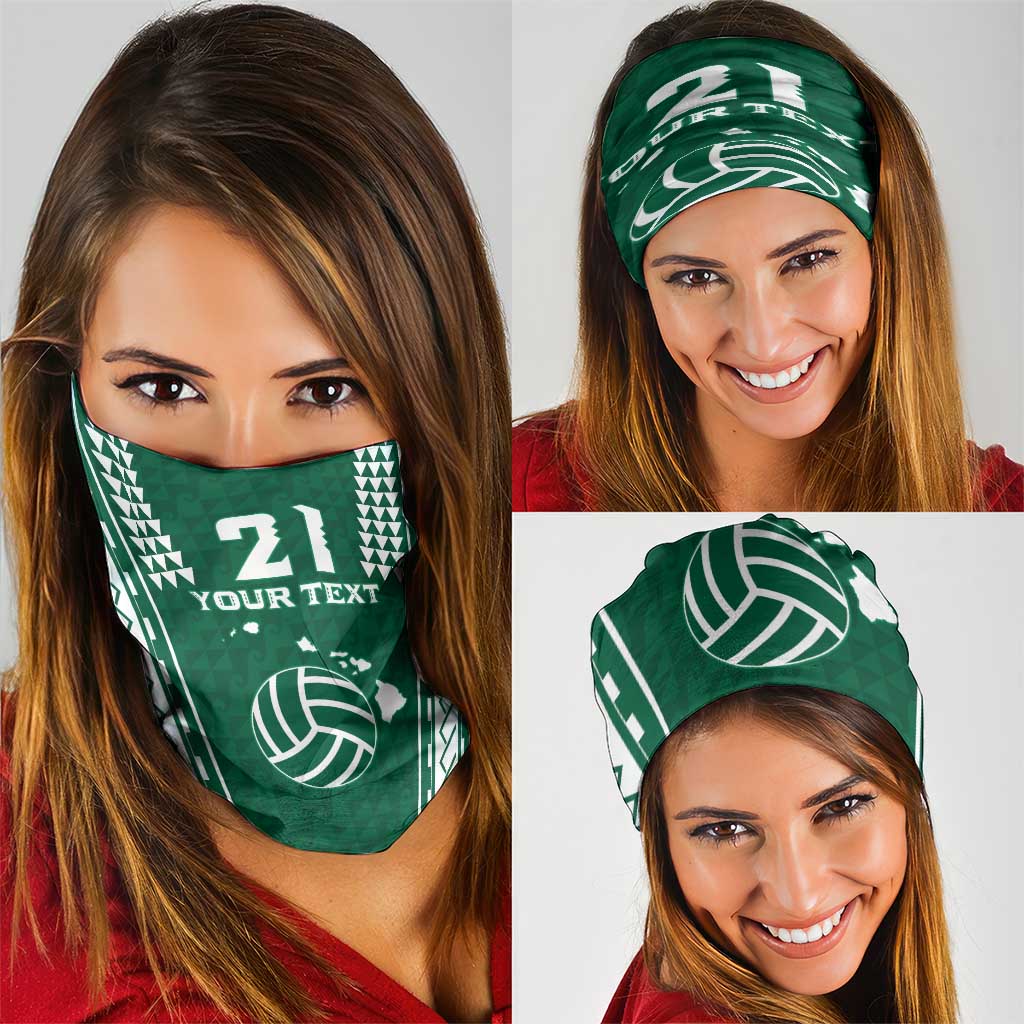 Polynesian Hawaii Volleyball Custom Neck Gaiter Green Kakau with Map Motif - Polynesian Pride