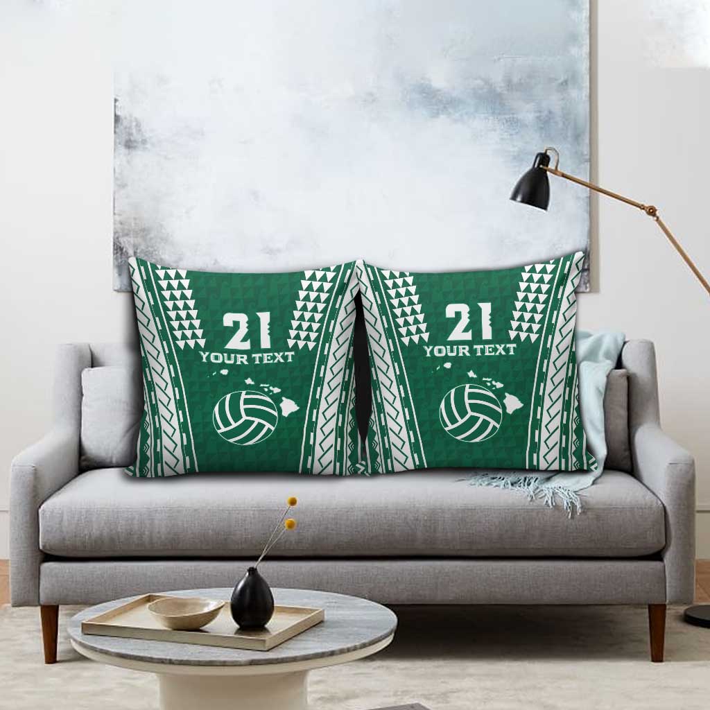 Polynesian Hawaii Volleyball Custom Pillow Cover Green Kakau with Map Motif - Polynesian Pride