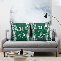 Polynesian Hawaii Volleyball Custom Pillow Cover Green Kakau with Map Motif - Polynesian Pride