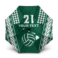 Polynesian Hawaii Volleyball Custom Umbrella Green Kakau with Map Motif - Polynesian Pride
