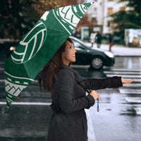 Polynesian Hawaii Volleyball Custom Umbrella Green Kakau with Map Motif - Polynesian Pride
