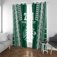 Polynesian Hawaii Volleyball Custom Window Curtain Green Kakau with Map Motif