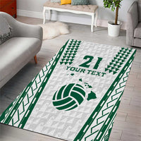 Polynesian Hawaii Volleyball Custom Area Rug White Kakau with Map Motif