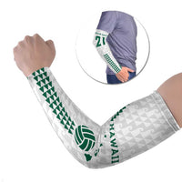Polynesian Hawaii Volleyball Custom Arm Sleeves White Kakau with Map Motif - Polynesian Pride