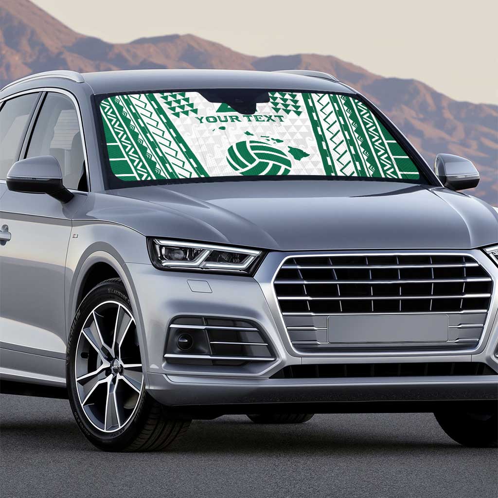 Polynesian Hawaii Volleyball Custom Auto Sun Shade White Kakau with Map Motif - Polynesian Pride