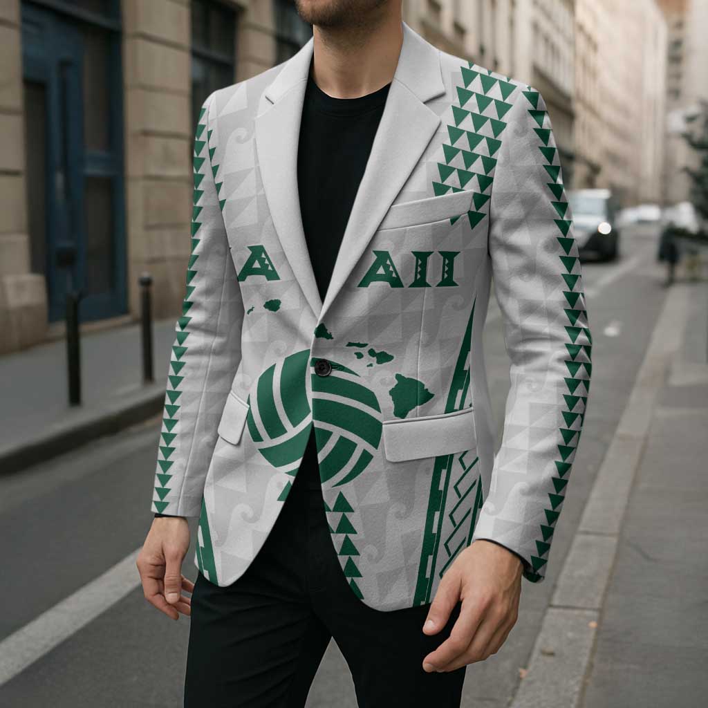Polynesian Hawaii Volleyball Custom Blazer White Kakau with Map Motif - Polynesian Pride