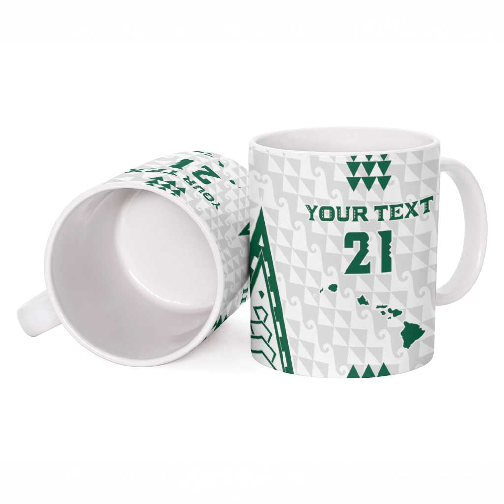 Polynesian Hawaii Volleyball Custom Ceramic Mug White Kakau with Map Motif - Polynesian Pride