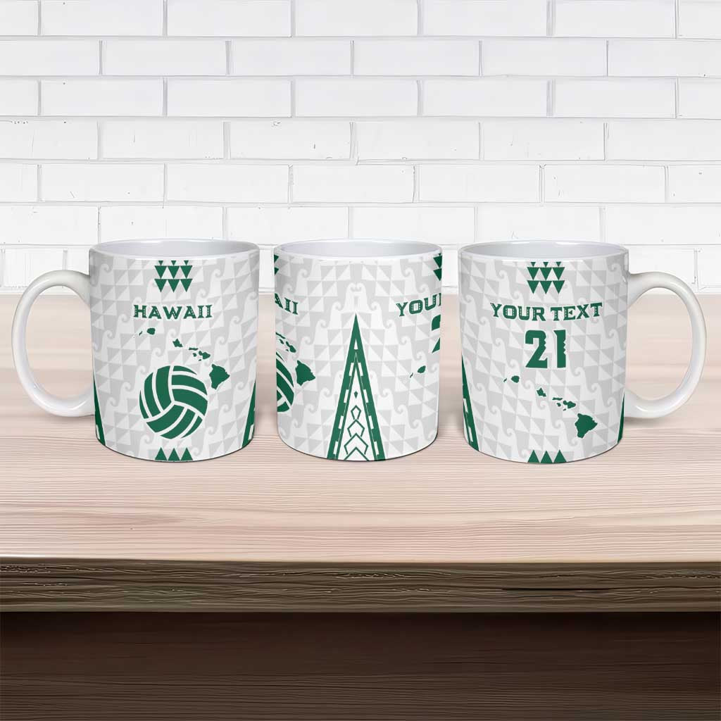 Polynesian Hawaii Volleyball Custom Ceramic Mug White Kakau with Map Motif - Polynesian Pride