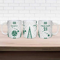 Polynesian Hawaii Volleyball Custom Ceramic Mug White Kakau with Map Motif - Polynesian Pride
