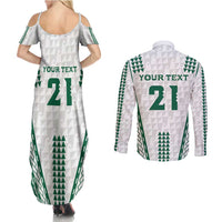 Polynesian Hawaii Volleyball Custom Couples Matching Summer Maxi Dress and Long Sleeve Button Shirt White Kakau with Map Motif LT9 - Polynesian Pride