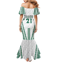 Polynesian Hawaii Volleyball Custom Family Matching Mermaid Dress and Hawaiian Shirt White Kakau with Map Motif