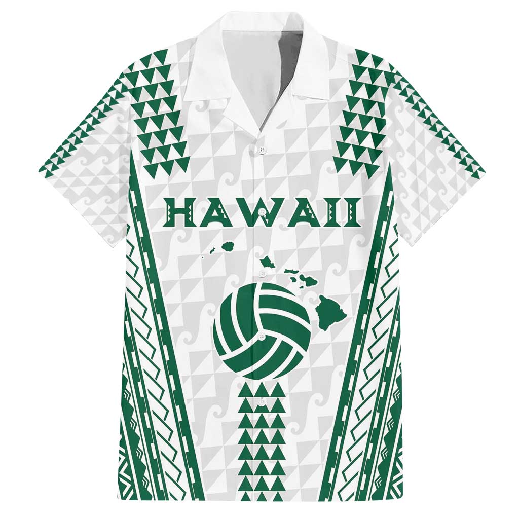 Polynesian Hawaii Volleyball Custom Hawaiian Shirt White Kakau with Map Motif