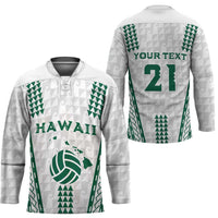 Polynesian Hawaii Volleyball Custom Hockey Jersey White Kakau with Map Motif - Polynesian Pride