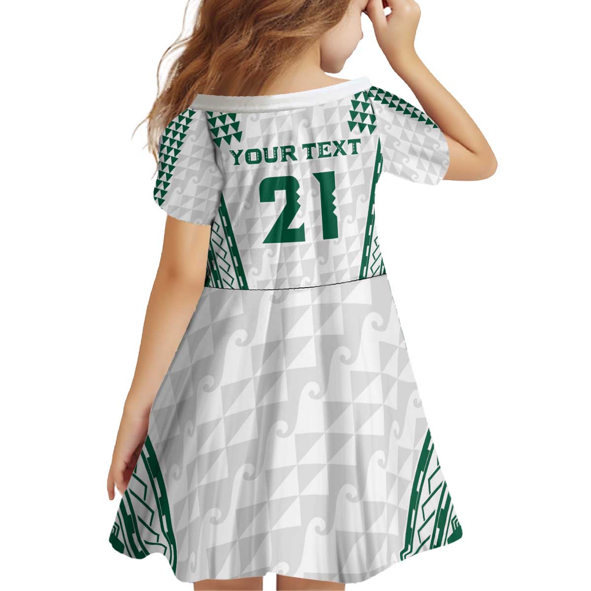 Polynesian Hawaii Volleyball Custom Kid Short Sleeve Dress White Kakau with Map Motif