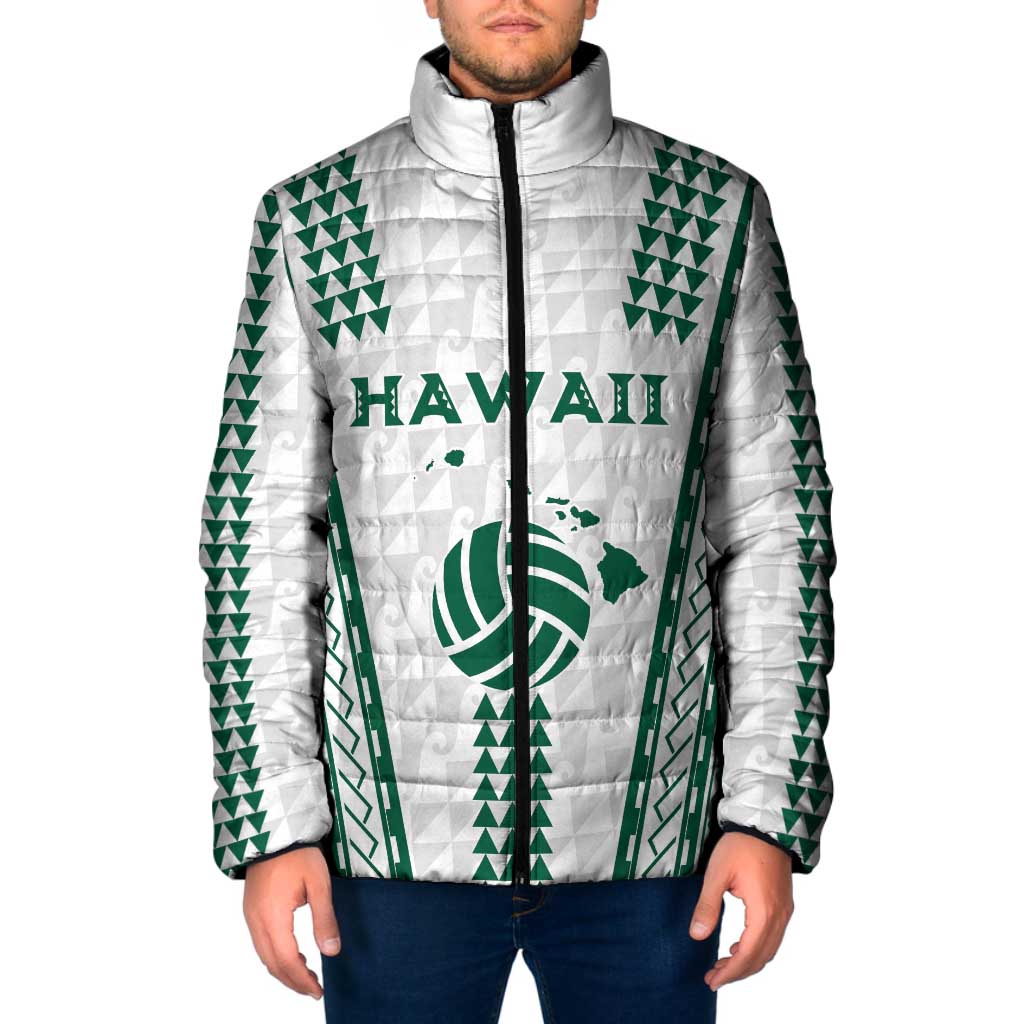 Polynesian Hawaii Volleyball Custom Padded Jacket White Kakau with Map Motif - Polynesian Pride