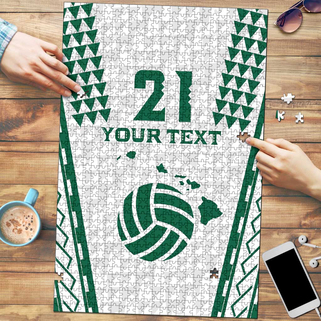 Polynesian Hawaii Volleyball Custom Puzzle White Kakau with Map Motif - Polynesian Pride