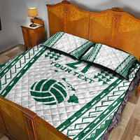 Polynesian Hawaii Volleyball Custom Quilt Bed Set White Kakau with Map Motif