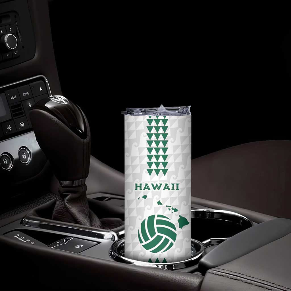 Polynesian Hawaii Volleyball Custom Skinny Tumbler White Kakau with Map Motif