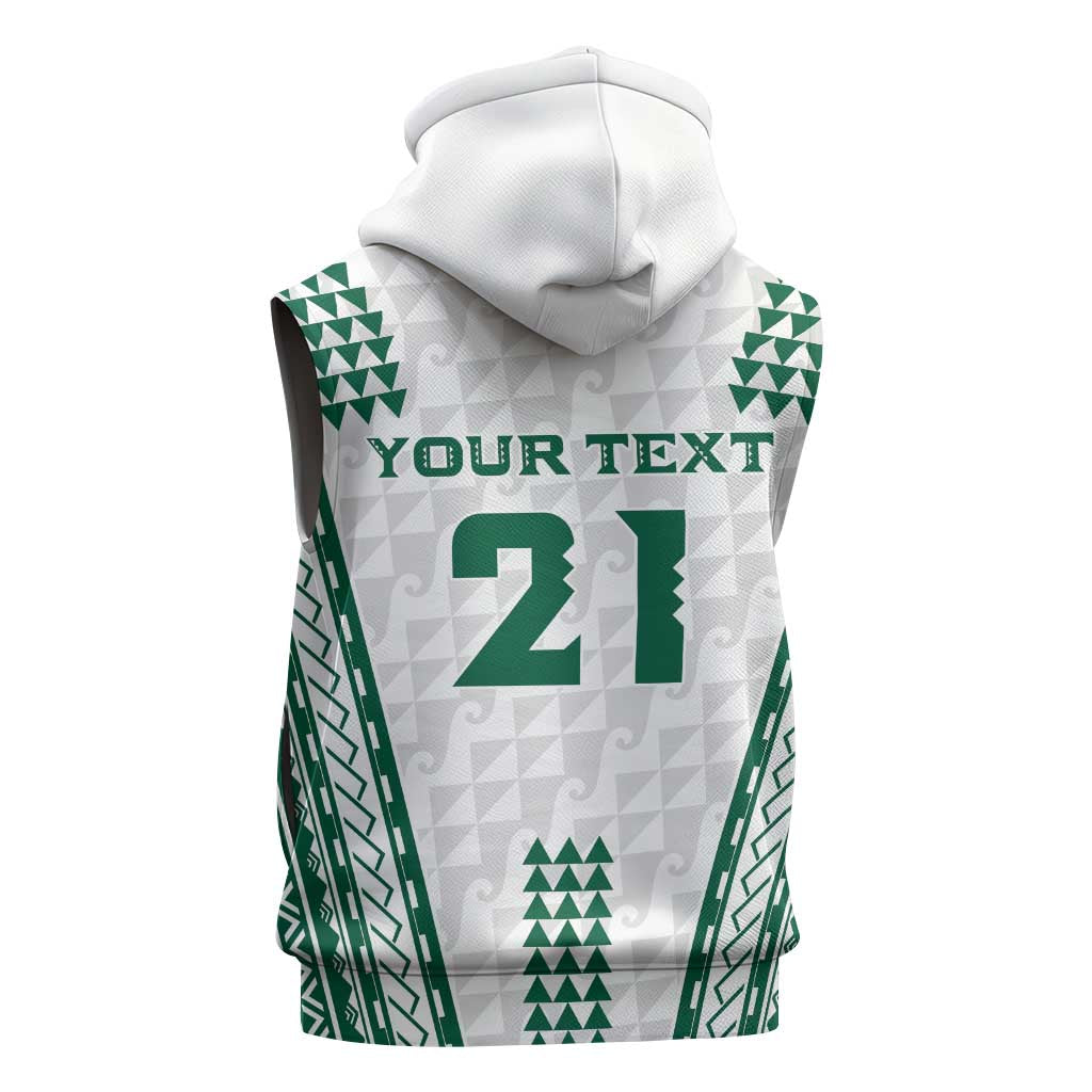 Polynesian Hawaii Volleyball Custom Sleeveless Hoodie White Kakau with Map Motif - Polynesian Pride
