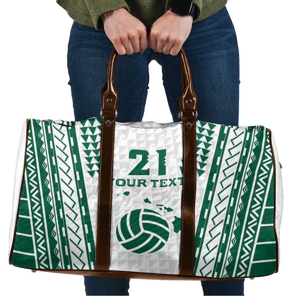 Polynesian Hawaii Volleyball Custom Travel Bag White Kakau with Map Motif - Polynesian Pride
