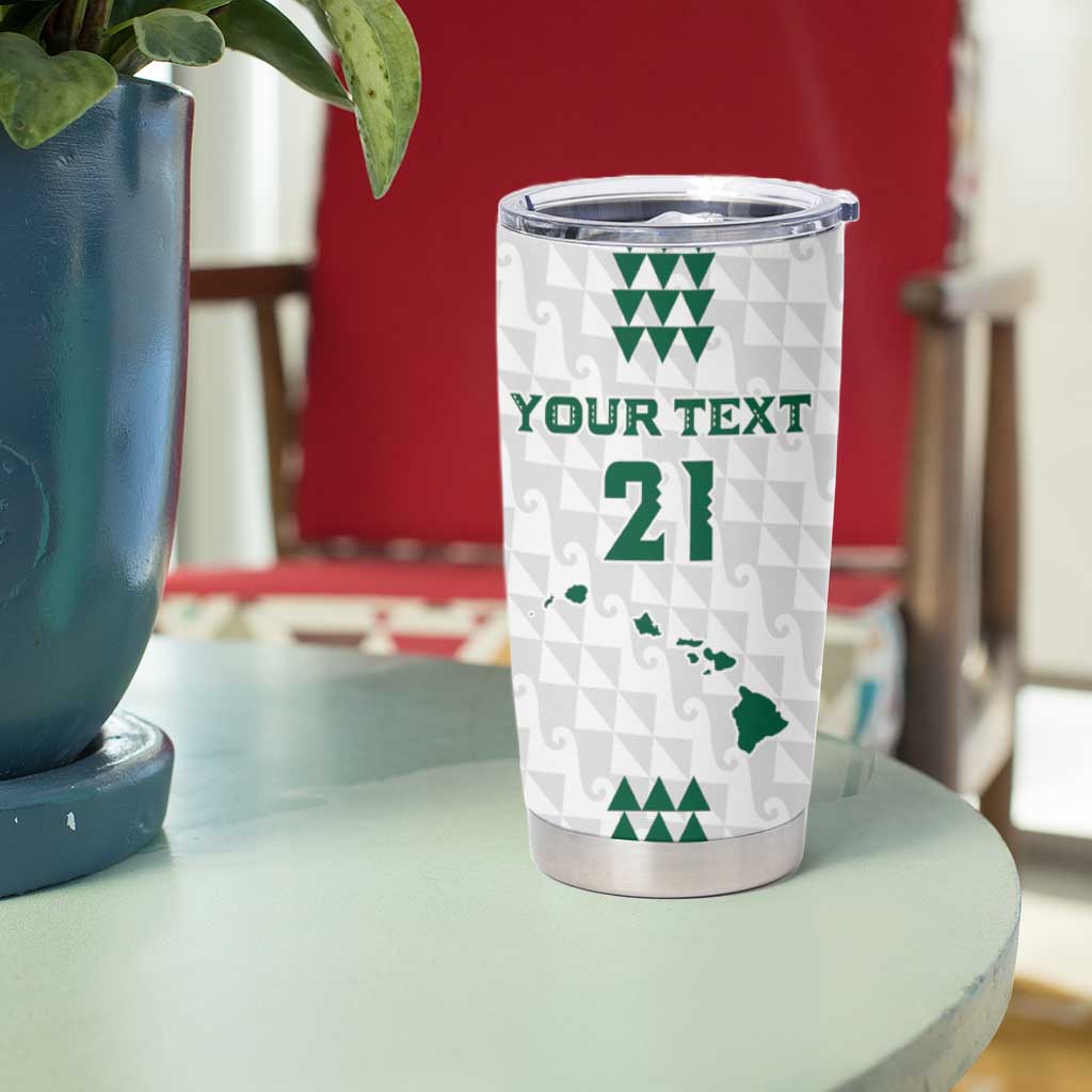 Polynesian Hawaii Volleyball Custom Tumbler Cup White Kakau with Map Motif