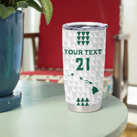 Polynesian Hawaii Volleyball Custom Tumbler Cup White Kakau with Map Motif