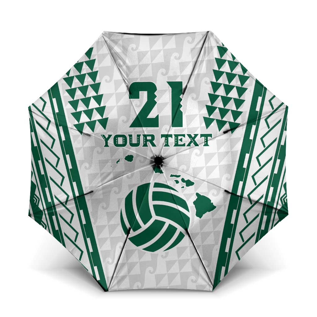 Polynesian Hawaii Volleyball Custom Umbrella White Kakau with Map Motif - Polynesian Pride