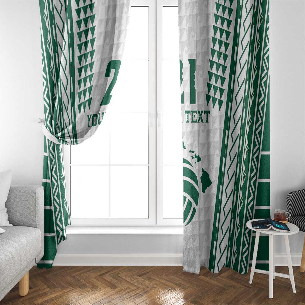 Polynesian Hawaii Volleyball Custom Window Curtain White Kakau with Map Motif