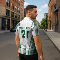 Polynesian Hawaii Volleyball Custom Zipper Polo Shirt White Kakau with Map Motif - Polynesian Pride