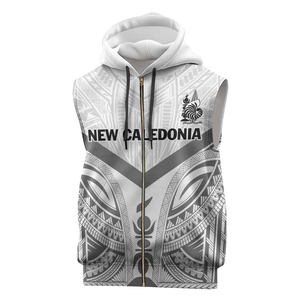 New Caledonia Football Custom Sleeveless Zip Hoodie Go Champions Les Cagous - Polynesian Pride