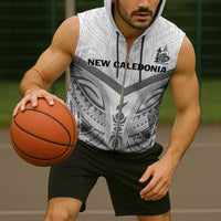 New Caledonia Football Custom Sleeveless Zip Hoodie Go Champions Les Cagous - Polynesian Pride