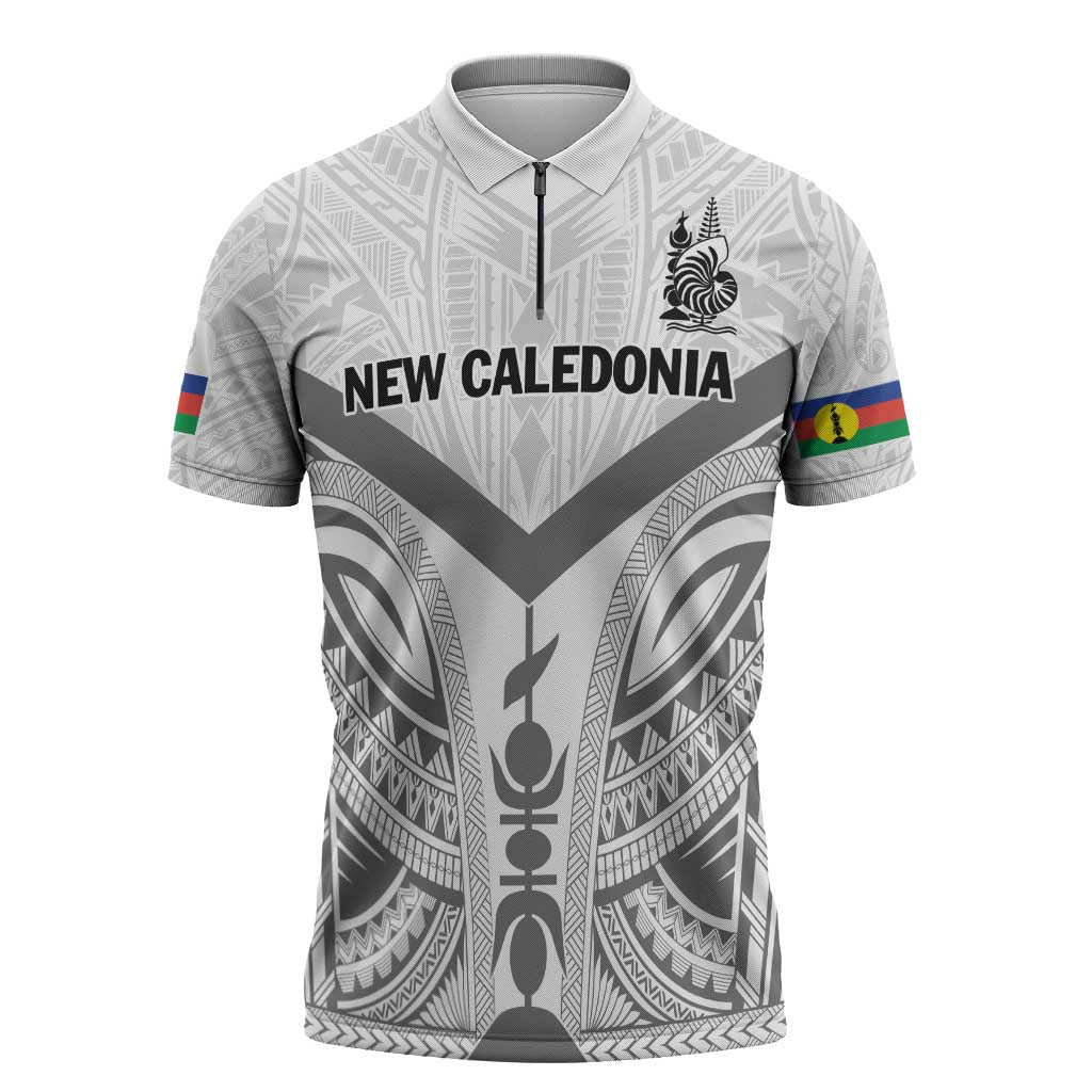New Caledonia Football Custom Zipper Polo Shirt Go Champions Les Cagous - Polynesian Pride
