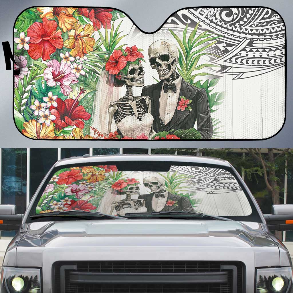 Skeleton Love for Valentine’s Day Auto Sun Shade Polynesian Tribal Love Forever - Polynesian Pride