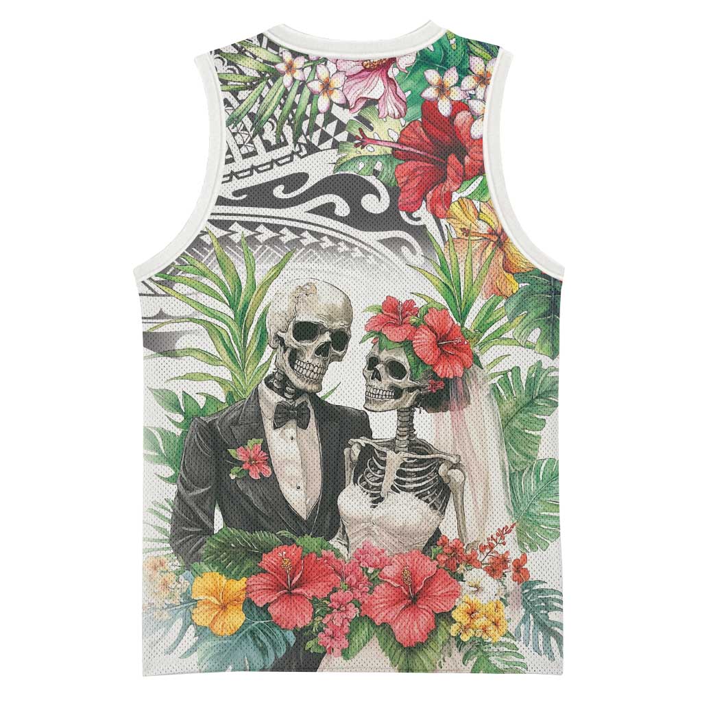 Skeleton Love for Valentine’s Day Basketball Jersey Polynesian Tribal Love Forever - Polynesian Pride