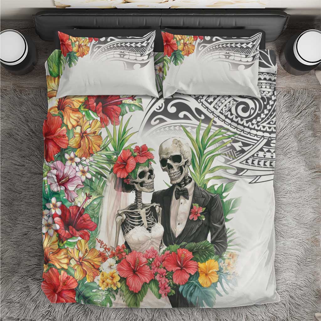 Skeleton Love for Valentine’s Day Bedding Set Polynesian Tribal Love Forever