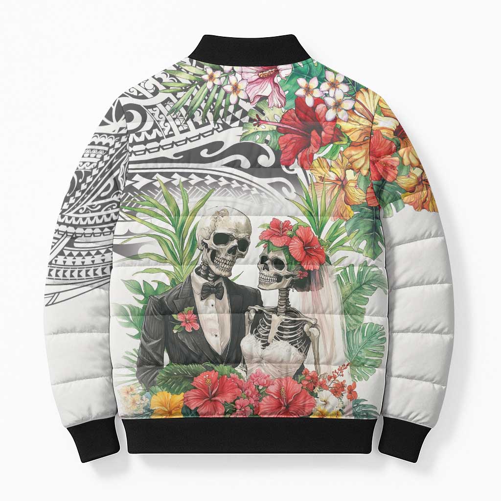 Skeleton Love for Valentine’s Day Bomber Puffer Jacket Polynesian Tribal Love Forever - Polynesian Pride