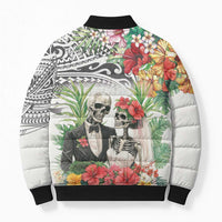 Skeleton Love for Valentine’s Day Bomber Puffer Jacket Polynesian Tribal Love Forever - Polynesian Pride