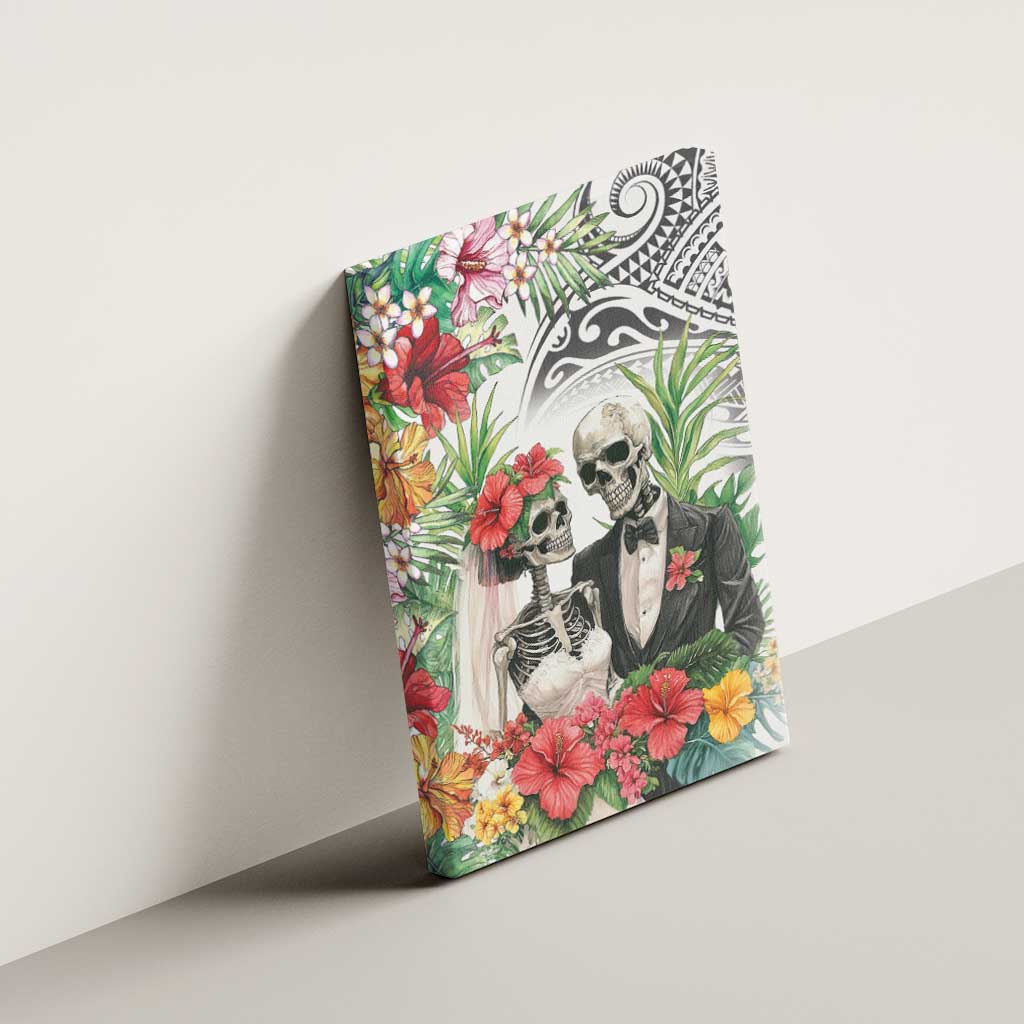 Skeleton Love for Valentine’s Day Canvas Wall Art Polynesian Tribal Love Forever