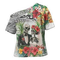 Skeleton Love for Valentine’s Day Cross Shoulder Shirt Polynesian Tribal Love Forever - Polynesian Pride