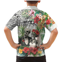 Skeleton Love for Valentine’s Day Family Matching Mermaid Dress and Hawaiian Shirt Polynesian Tribal Love Forever